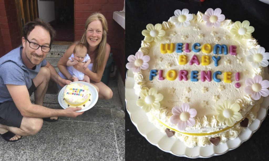 Tom, Beth and Florence and the celebration cake